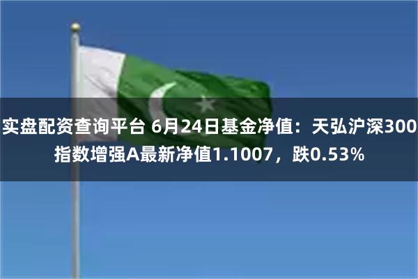   实盘配资查询平台 6月24日基金净值：天弘沪深300指数增强A最新净值1.1007，跌0.53%