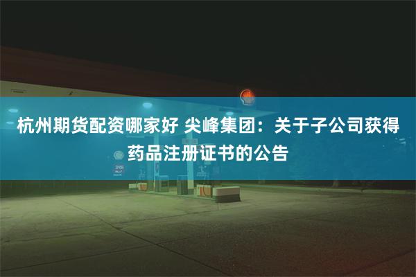 杭州期货配资哪家好 尖峰集团：关于子公司获得药品注册证书的公告