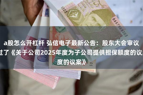 a股怎么开杠杆 弘信电子最新公告：股东大会审议通过了《关于公司2025年度为子公司提供担保额度的议案》